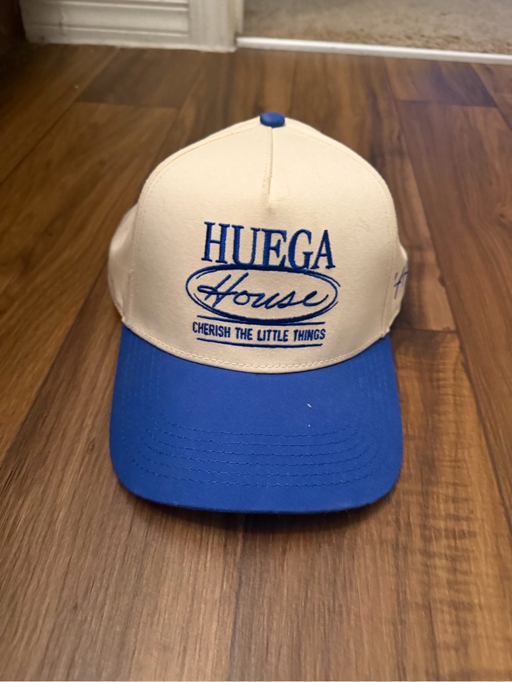 Two-Tone Blue and Cream Huega House Hat